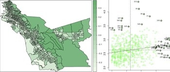 choropleth map and statistical data display